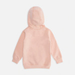 Girls Peach-Coloured Cotton Embroidered Hooded Sweatshirt