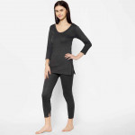Women Pack Of 2 Black Solid Thermal Set