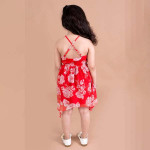 Red Floral Printed Chiffon Dress