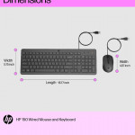 HP 150 Wired Keyboard and Mouse Combo with Instant USB Plug-and-Play Setup, 12 Shortcut Keys