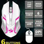 Zebronics Zeb-Transformer USB Gaming Keyboard and Mouse Set (USB, Braided Cable) White with Silver