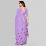 Mauve & Red Embellished Sequinned Pure Georgette Saree