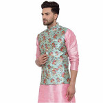 KRAFT INDIA Men's Stylish Silk Printed ONLY Nehru Jacket
