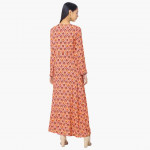 Women Printed Maxi Dress with Button Placket