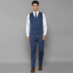 Men Blue Solid Slim-Fit Single Breasted 3-Piece Suits