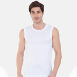 Men White Ribbed Innerwear Vest