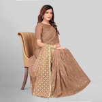Beige & Gold-Toned Embellished Sequinned Pure Georgette Saree