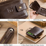 CONTACTS Men's Genuine Leather Wallet | RFID Blocking Wallet for Men (Brown)
