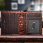 GREEN DRAGONFLY PU Leather RFID Protected Coffee-Brown Business Card Holder/ Money Organiser for Men & Women