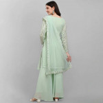 Green Embellished Silk Georgette Semi-Stitched Dress Material